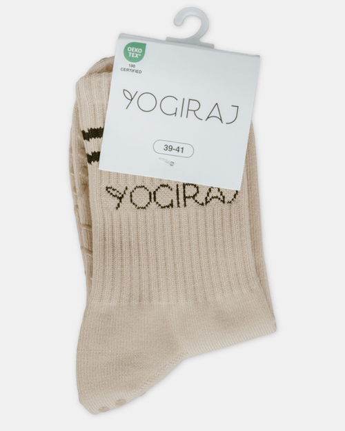 Pilates Grip Socks Non-Slip Yoga Socks in Organic Cotton, Hazel cream – Yogiraj
