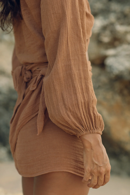 Yogatopp Ramie Wrap Top, Soil - Studio K