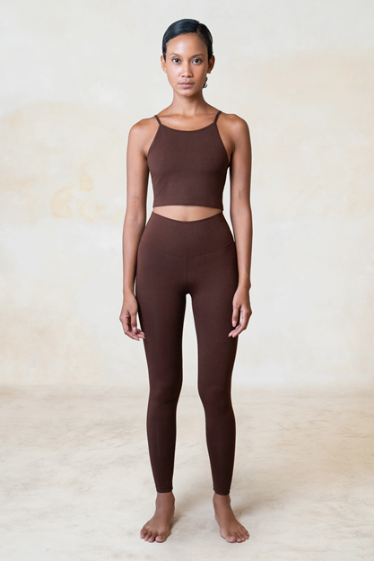 Yogatopp Ester Bamboo Built-in Bra Crop Top, Chestnut - Studio K