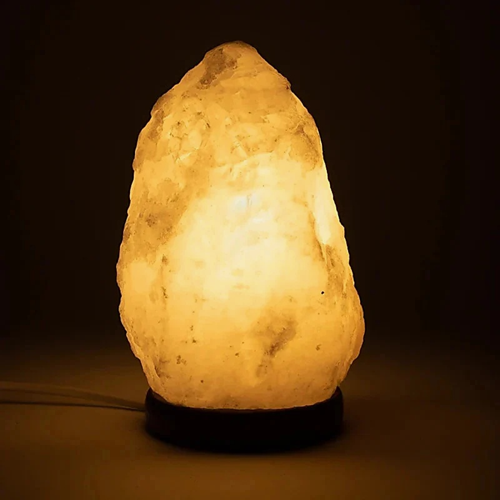 Vit Saltlampa i Himalayasalt 2-3 kg med Sladd & Glödlampa