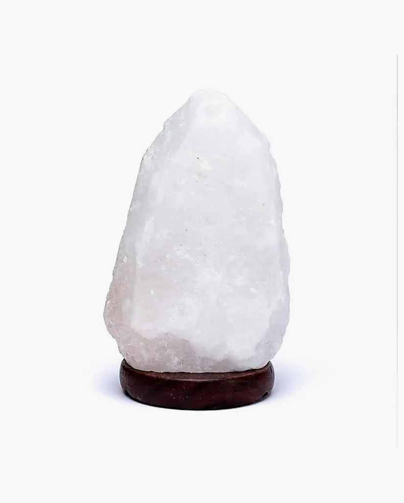 Vit Saltlampa i Himalayasalt 2-3 kg med Sladd & Glödlampa
