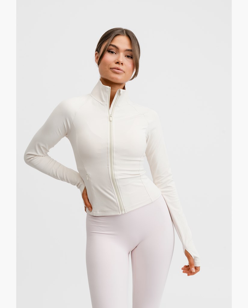 Butter Soft Zip Cardigan Cream White - Träningsjacka Dam | Drop of Mindfulness
