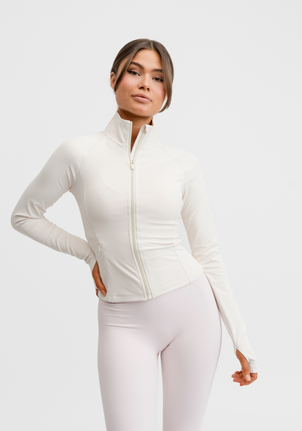 Butter Soft Zip Cardigan Cream White - Träningsjacka Dam | Drop of Mindfulness