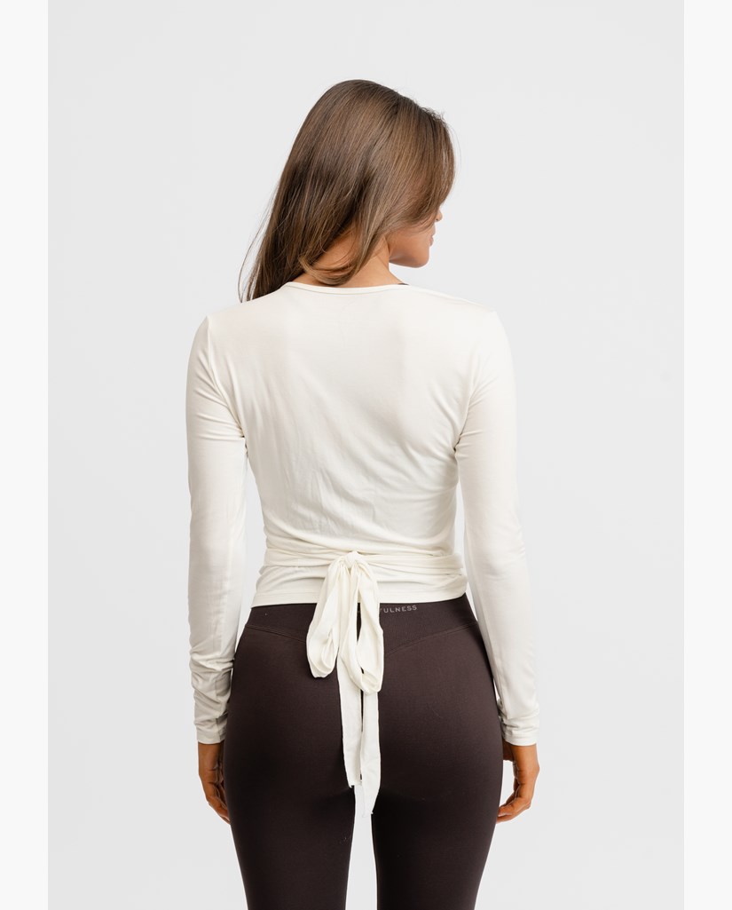 Ballet Wrap Top Long Sleeve White - Omlottopp Dam | Drop of Mindfulness
