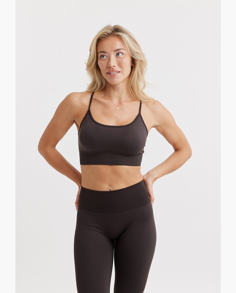 Signature Seamless Sports Bra Dark Brown - Sport-BH Dam | Drop of Mindfulness