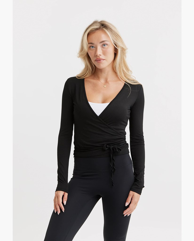 Ballet Wrap Top Long Sleeve Black - Omlottopp Dam | Drop of Mindfulness