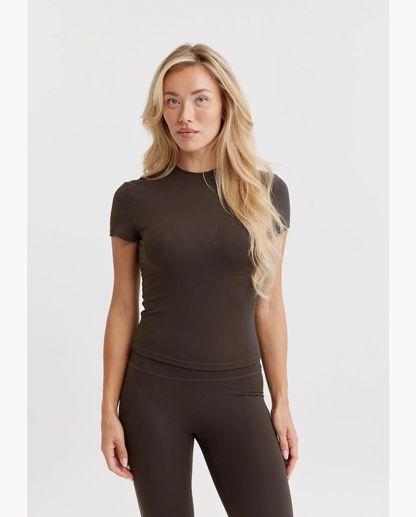 Butter Soft Tee Dark Brown - Tränings-T-shirt Dam | Drop of Mindfulness