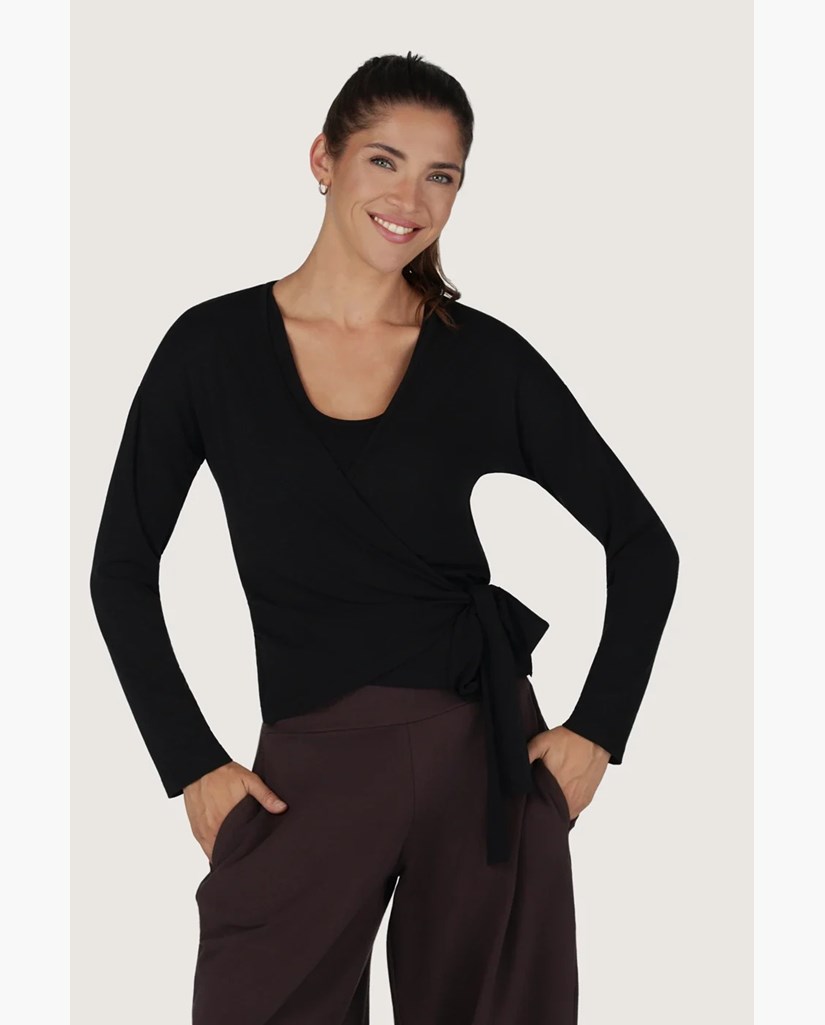 Aurora Wrap Vest - Omlottröja Dam, Onyx Black | Urban Goddess