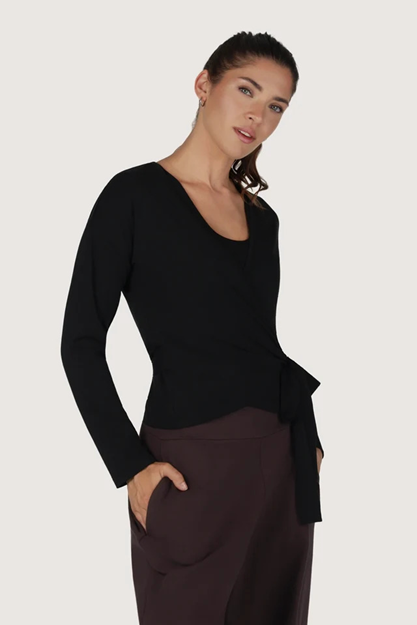 Aurora Wrap Vest - Omlottröja Dam, Onyx Black | Urban Goddess