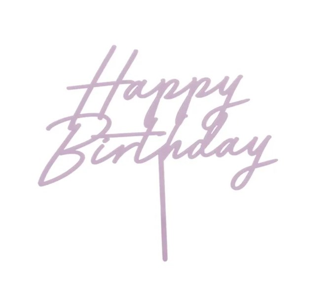 Tårtdekoration Happy Birthday, lila akryl