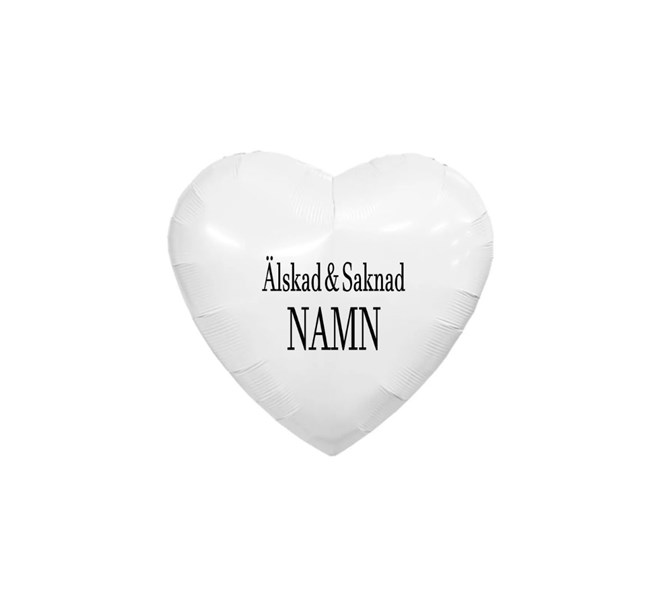 Folieballong Begravning Älskad & Saknad...Personlig vit hjärta
