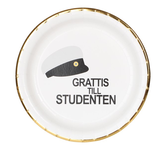 Papperstallrikar studentmössa 23 cm,  8-pack