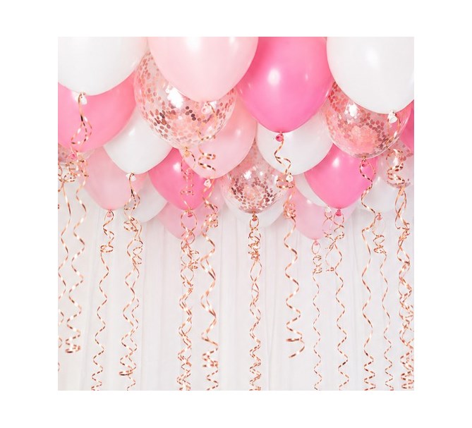Takballonger Rosa, vit, roséguld, 32 delar