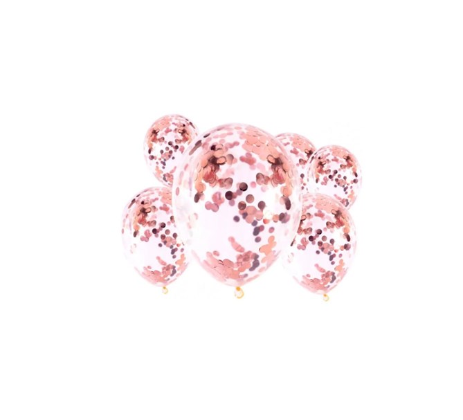 Ballong mini med rosé konfetti 10-pack