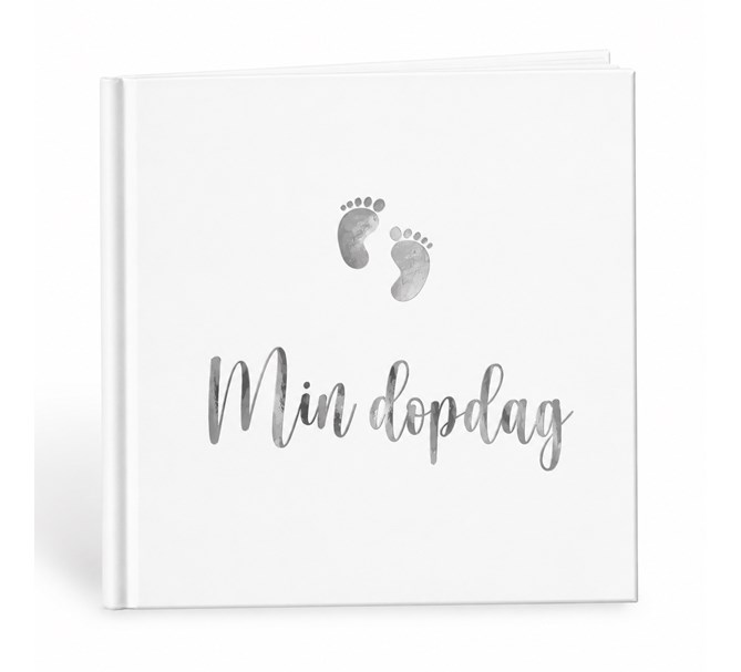 Gästbok Min Dopdag silver text