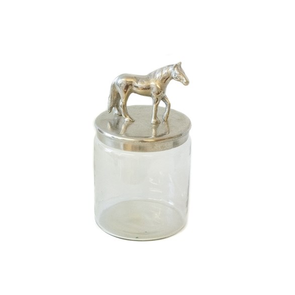 Glass Jar W Horse Nickle
