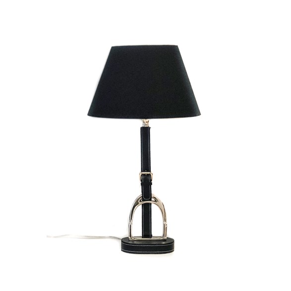 Equestrian Table Lamp Leather String Black