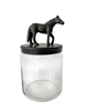 Glass Jar W Horse  Black Matt