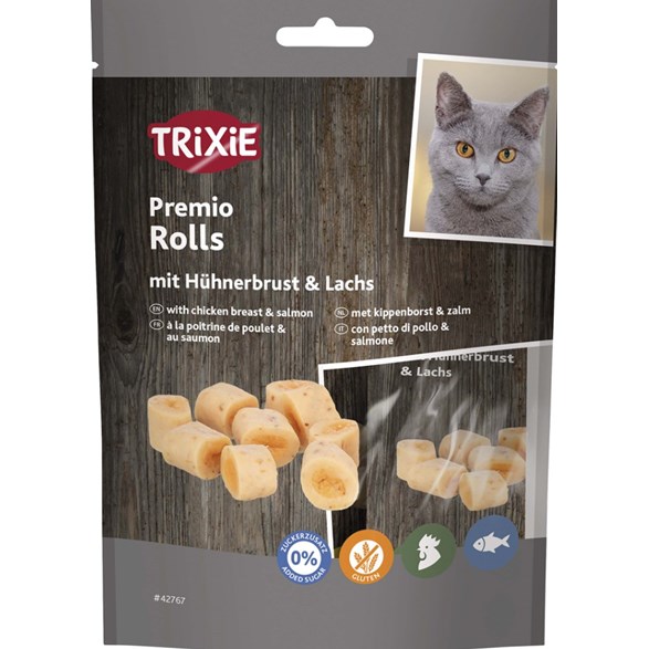 Kattgodis Premio Rolls Kycklingbröst/Lax 50Gr