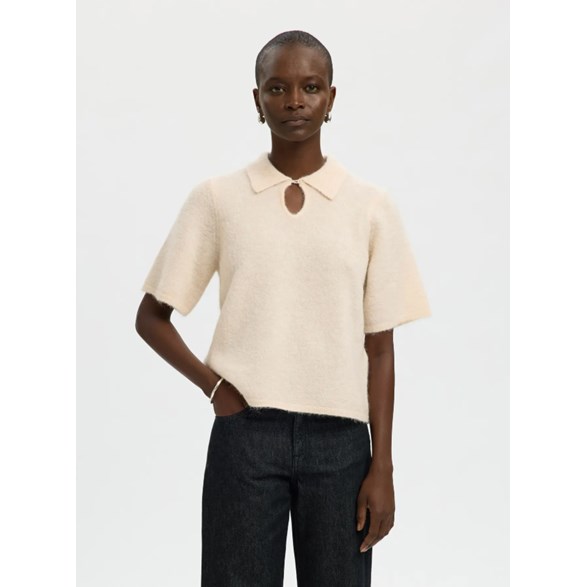 Slfsia Ras 2/4 Knit Key Hole Collar Neck