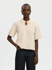 Slfsia Ras 2/4 Knit Key Hole Collar Neck