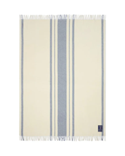 Striped Recycled Wool Throw 130X170 Blue White