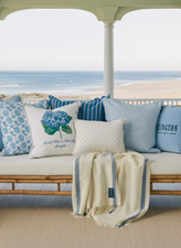 Striped Recycled Wool Throw 130X170 Blue White