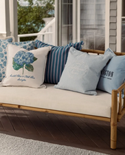 Striped Organic Cotton Pillow Cover 50X50 Blue/White