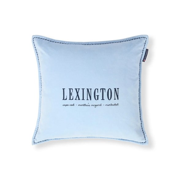 Logo Organic Cotton Velvet Pillow Cover 50X50 Blue