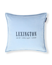 Logo Organic Cotton Velvet Pillow Cover 50X50 Blue