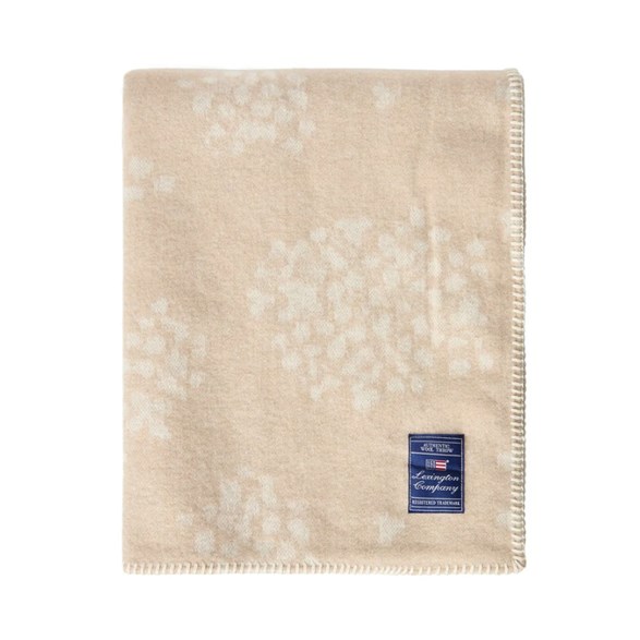 Floral Jacquard Recycled Wool Throw 130X170 Beige/White