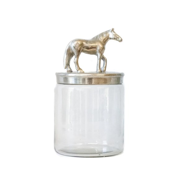Glass Jar W Horse Nickle