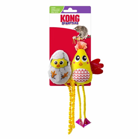 Kattleksak Kong Scrattles Chicken 2-P 23X785x3cm