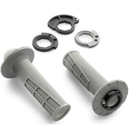 LOCK-ON GRIP SET GREY, KTM SX 85 18-22, SX 125-250 17-22, SX-F 16-22, EXC/EXC-F 17-22, XC-W 125 17-19, FREERIDE 250F 18-20, HQV TC 85 19-22, TC/FC 125-450 16-22, TE/FE 17-22, TX 125 17-19