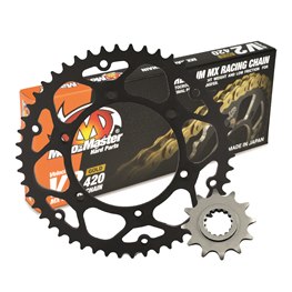 DREV KIT STÅLBAKDREV, FRAMDREV och KEDJA, KTM SX 65 04->, HQV TC 65 17->, GASGAS MC 65 21->