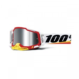 100%, RACECRAFT 2 GLASÖGON ARSHAM RED - MIRROR SILVER FLASH