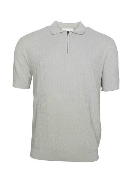 SELECTED SLMCran SS Knit Zip Polo Noos