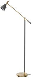 Frank 2.0 golvlampa, varmgrå/mässing 133,4cm