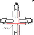 X-koppling till global 1-fas skena, mattsvart (GB38-2)