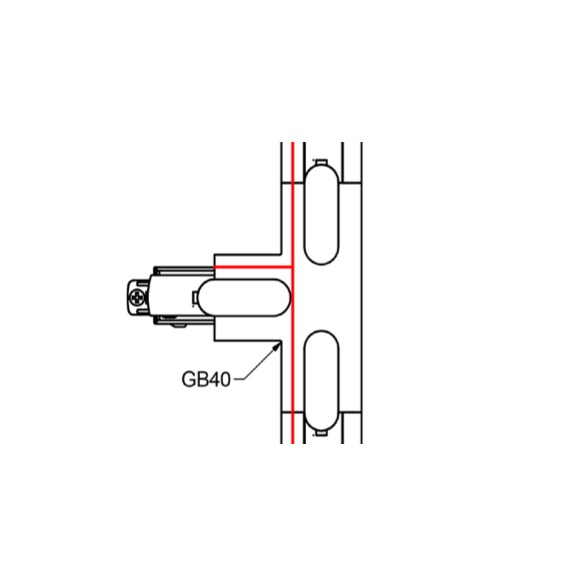 T-koppling till Global skena, mattsvart (GB40-2)
