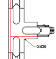 T-koppling till Global skena, mattsvart (GB36-2)
