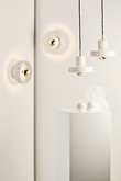 Stone vägglampa LED, vit marmor/mässing