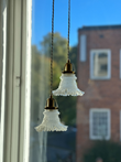 Vintage fönsterlampa, mässing/frostat glas