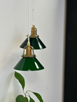 Vintage fönsterlampa, mässing/grön