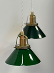 Vintage fönsterlampa, mässing/grön