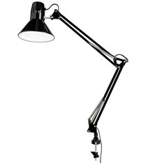 Venla bordslampa m. spännbart bordsfäste svart