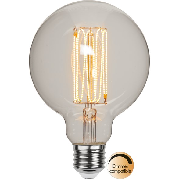 LED-lampa E27 glob 95mm Decoled Grace Clear 3,8W dimbar