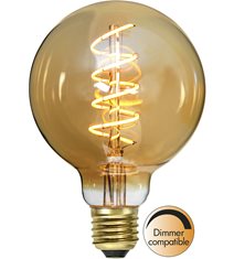 LED-lampa E27 glob 95mm Decoled Spiral Amber 3,2W dimbar