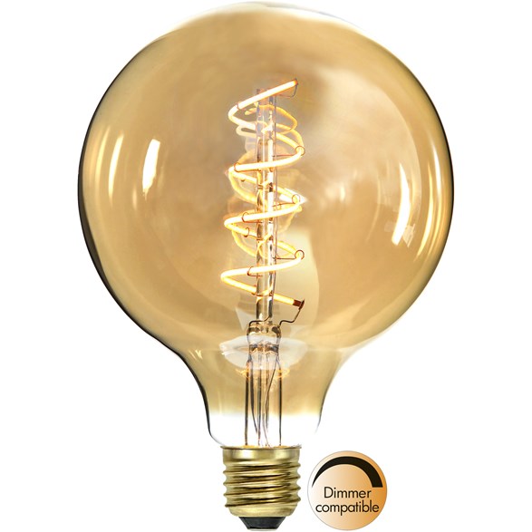 LED-lampa E27 G125 Decoled Spiral Amber
