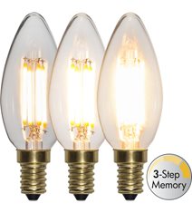 LED-lampa E14 kronljus Soft Glow 3-step memory 4W
